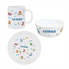 Personalised Dinosaurs 3pc Plastic Breakfast Set