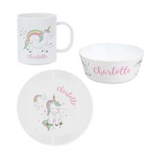 Personalised Unicorn 3pc Plastic Breakfast Set