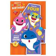 Baby Shark Shaped 4th Birthday Card