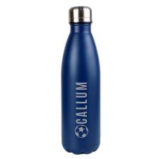 Personalised Football Navy Metal Insulated Drinks Bottle