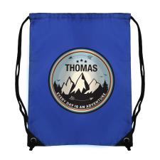 Personalised Adventure Blue Drawstring Bag