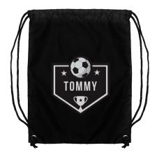 Personalised Football Black Drawstring Bag