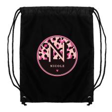 Personalised Leopard Print Black Drawstring Bag