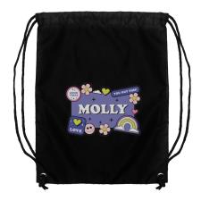 Personalised Good Vibes Black Drawstring Bag