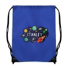 Personalised Space Blue Drawstring Bag