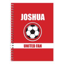 Personalised Red Football Fan A5 Notebook