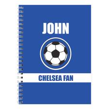 Personalised Dark Blue Football Fan A5 Notebook