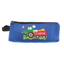 Personalised Tractor Blue Pencil Case