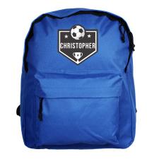 Personalised Football Design Blue Backpack