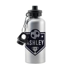 Personalised Football Design Silver Drinks Bottle