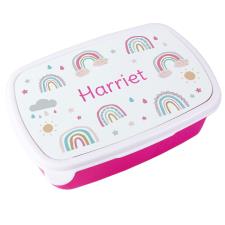 Personalised Pink Rainbow Lunch Box