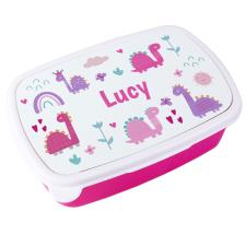 Personalised Pink Dinosaurs Lunch Box