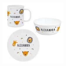 Personalised Safari Animals Children''s 3pc Plastic Breakfast Set