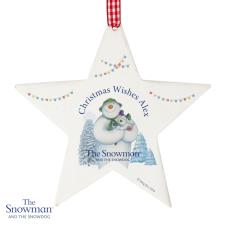 Personalised The Snowman & The Snowdog Star Decoration