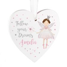 Personalised Fairy Princess Wooden Heart Decoration