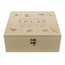 Personalised Safari Animals Large Wooden Keepsake Box