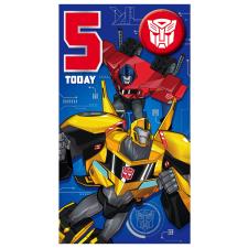 5 Today Transformers Birthday Card with Badge