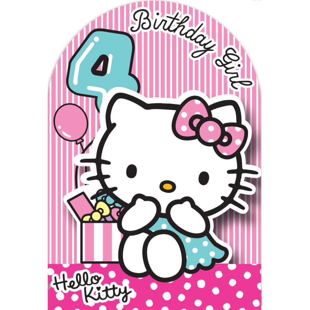 4th Birthday  3D Stand Up Hello Kitty Birthday Card  235128 