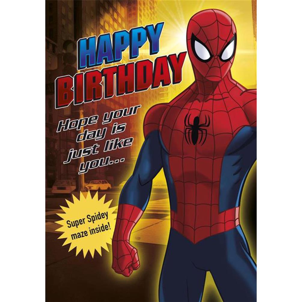 Happy Birthday Marvel Spiderman Activity Birthday Card (25455510 ...