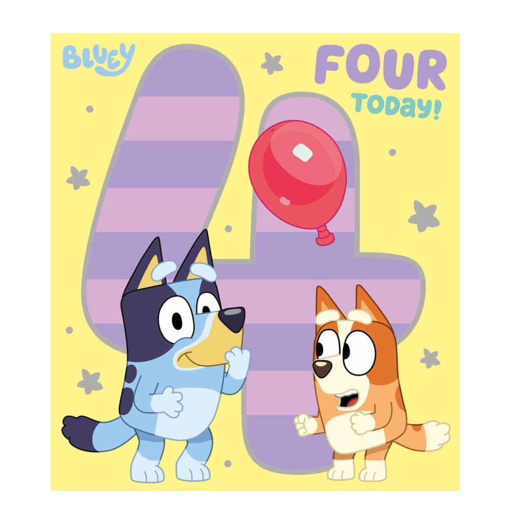 Four Today Bluey 4th Birthday Card (BL004) - Character Brands