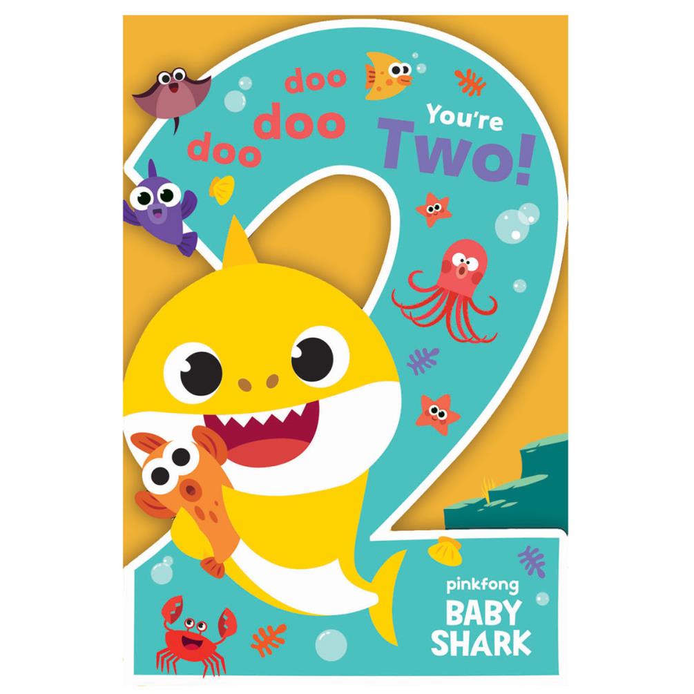Baby Shark Shaped 2nd Birthday Card (BS017) - Character Brands