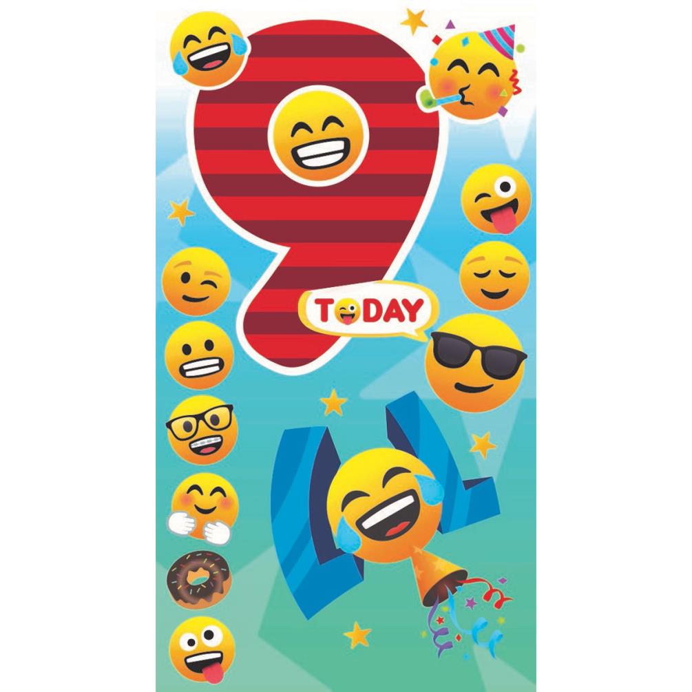 9th Birthday Joy Pixels Emoji Birthday Card Jp017 Character Brands