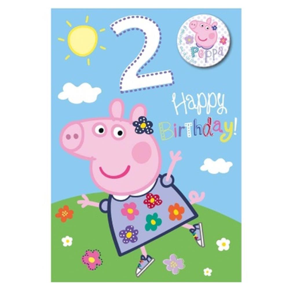 2nd Birthday Peppa Pig Card With Badge (PG002) - Character Brands