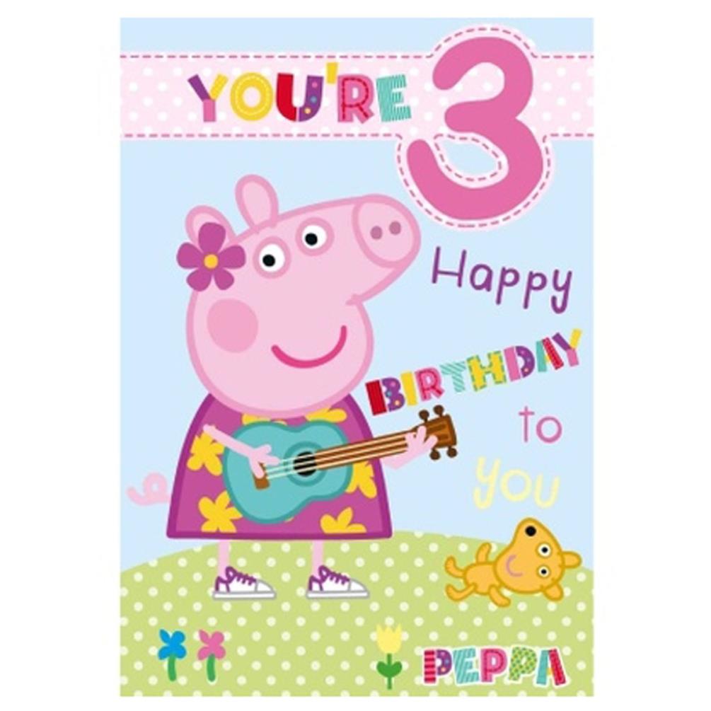 You're 3 Peppa Pig 3rd Birthday Card (PG017) - Character Brands