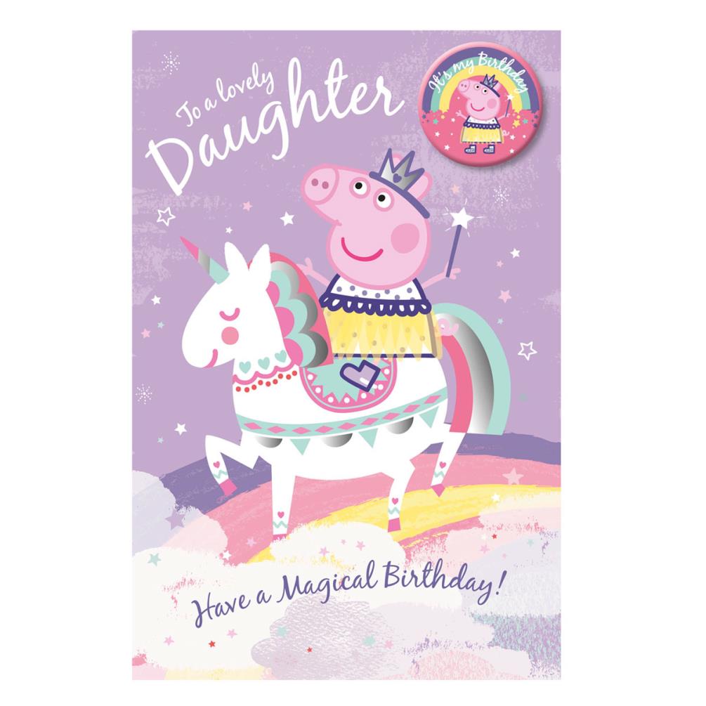 Special Daughter Peppa Pig Birthday Card With Badge (PG030) - Character ...