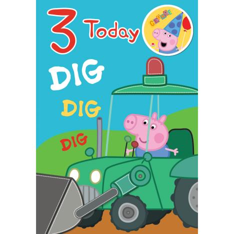 3 Today Peppa Pig Birthday Card With Badge  £2.10