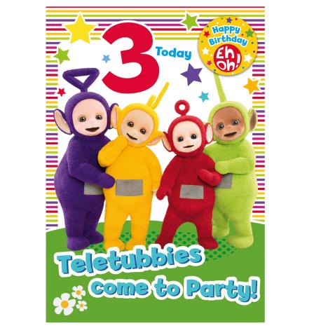 3rd Birthday Teletubbies Card with Badge (235272) - Character Brands