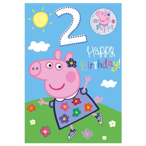 2nd Birthday Peppa Pig Birthday Card with Badge (247091) - Character Brands