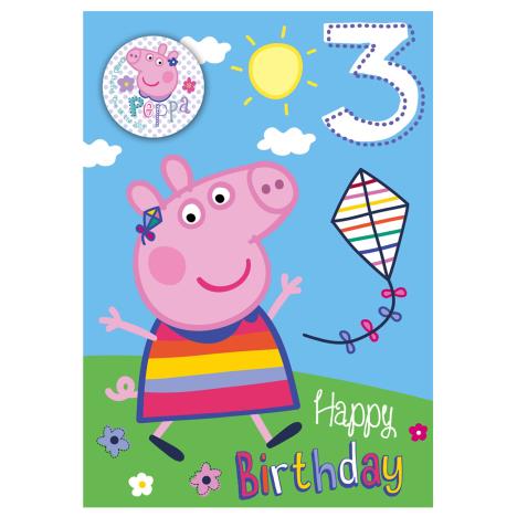 3rd Birthday Peppa Pig Badged Birthday Card (247107) - Character Brands