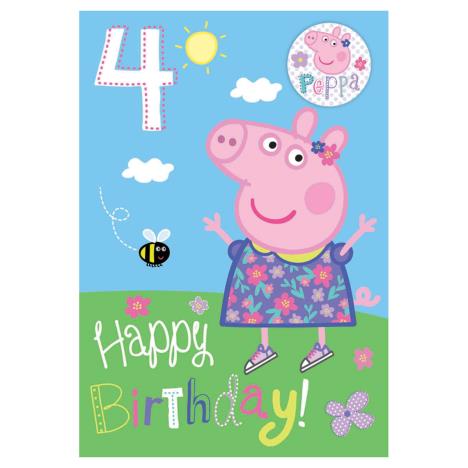 4th Birthday Peppa Pig Badged Birthday Card (247114) - Character Brands