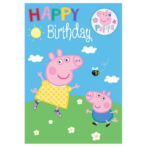 Happy Birthday Peppa Pig Birthday Card with Badge (247121) - Character ...