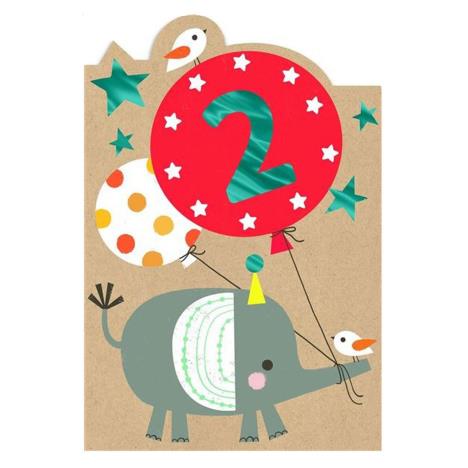 Elephant With Balloons 2nd Birthday Card  £1.00