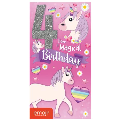 Emoji Unicorn 4th Birthday Card  £1.99