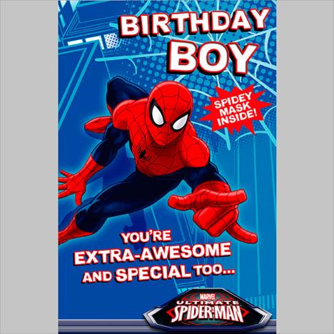 Birthday Boy Spiderman Birthday Card With Mask  £2.49