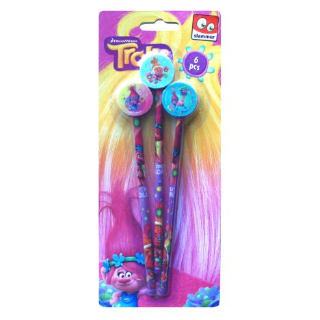 Trolls 3 Pencils & Pencil Topper Erasers Set  £1.99