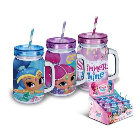 Shimmer & Shine 400ml Mason Jar Tumbler Cup With Straw  £5.49