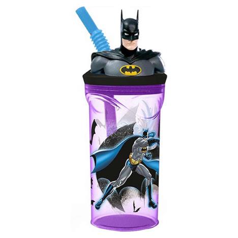 Batman 3D Figurine Plastic Tumbler Beaker with Flexi Straw - 360ml - 7cm  Diameter x 14cm Height - Sturdy Novelty Enclosed Drinking Cup.