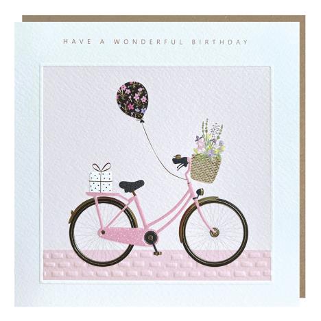 Pink Bicycle With Flowers Birthday Card   £2.85