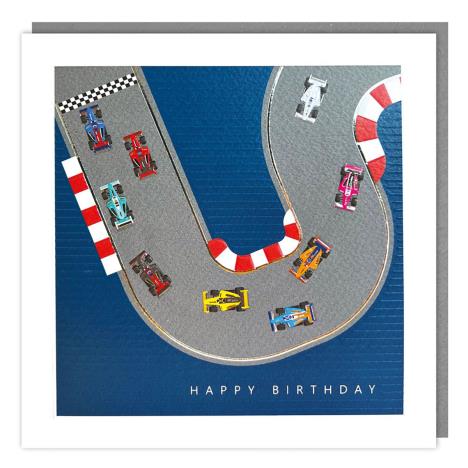 Racing Cars on Track Happy Birthday Card   £2.95