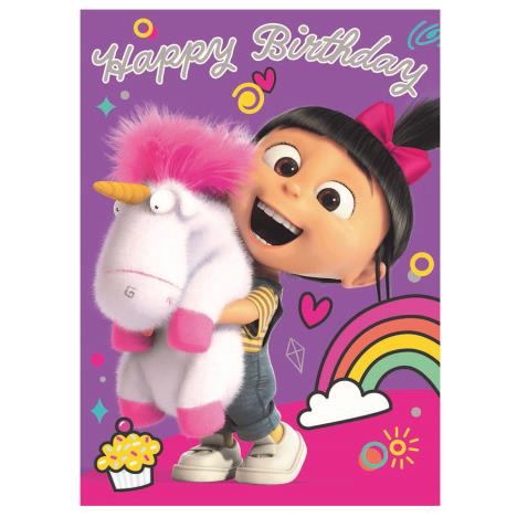 Birthday Girl Agnes & Fluffy Unicorn Minions Card (DE045