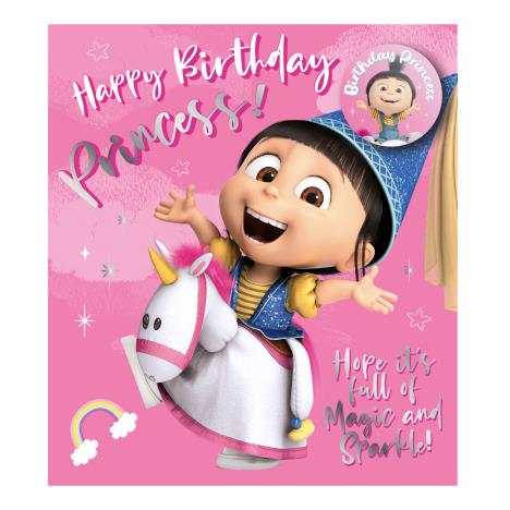 Birthday Princess Minions Birthday Card With Badge  £2.39