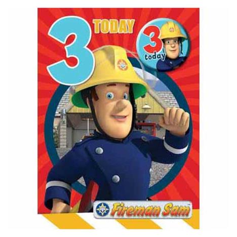 3 Today Fireman Sam 3rd Birthday Card with Badge  £1.89