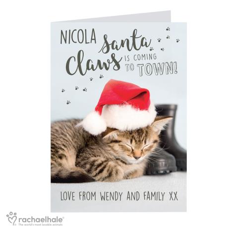 Personalised Rachael Hale Santa Claws Christmas Cat Card   £3.99