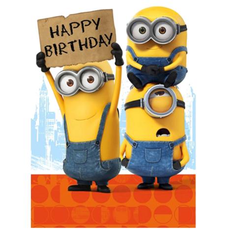 Happy Birthday Sign Minions Card  £1.75