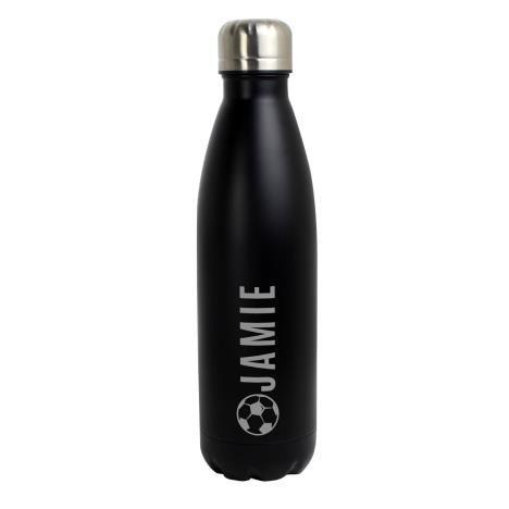 Personalised Football Black Metal Insulated Drinks Bottle   £16.99