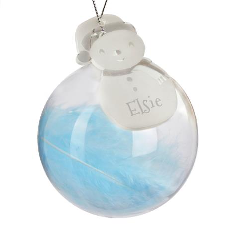 Personalised Snowman Acrylic Blue Feather Bauble   £9.99